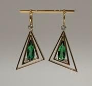 14k Yellow Gold Tourmaline and Diamond Earring